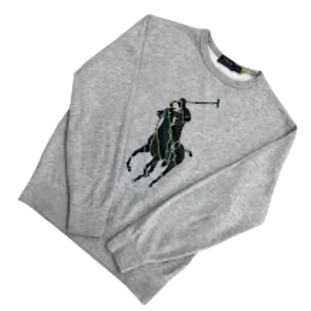 Polo Ralph Lauren Big Pony Logo Sweatshirt Grey Men's Medium (EUC) - Picture 3 of 5